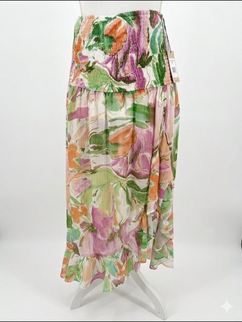Lost + Wander Painterly Love Maxi Skirt NWT Floral Ruffle Tiered Smocked Medium